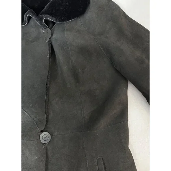 Blue Duck Women’s Coat M Genuine Shearling Fur Sheepskin Black READ - Picture 12 of 15